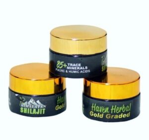 Gold-graded 20g Shilajit pot featuring natural trace minerals