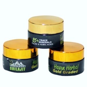 Gold-graded 20g Shilajit pot featuring natural trace minerals